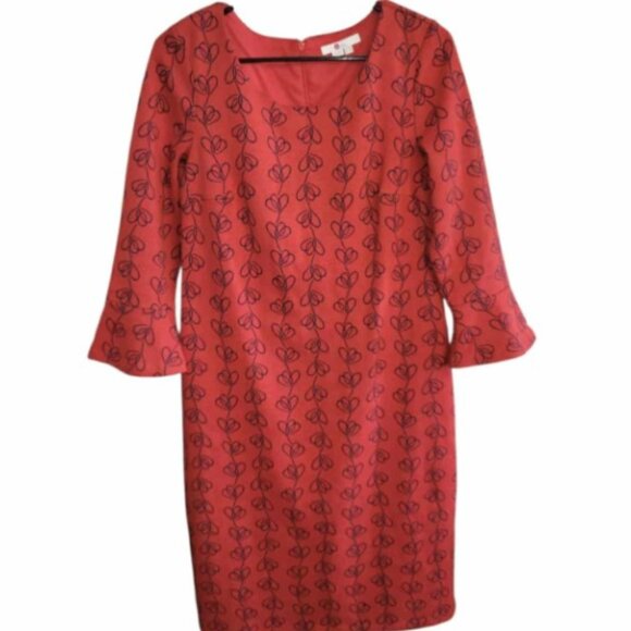Boden Newlyn Jersey Jacquard Dress Cotton Blend Red & Navy Sz 8L - Picture 1 of 16